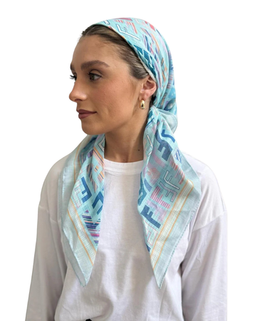 TYED Blue Fendi Pre-Tied Bandanna with Velvet Grip Myselflingerie.com